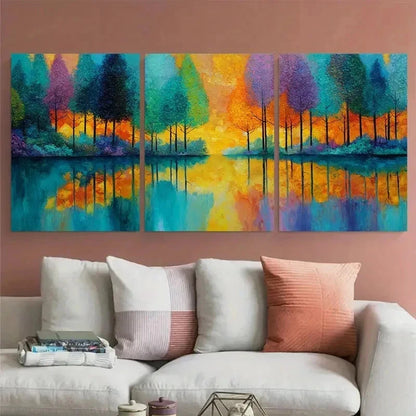 3pcs Abstract Autumn Forest Yellow Perfect  Wall Art Set Canvas Framed 40x60cm - High Quality Print 100% Australian Made Wall Canvas Ready to Hang - Bella Home Decor
