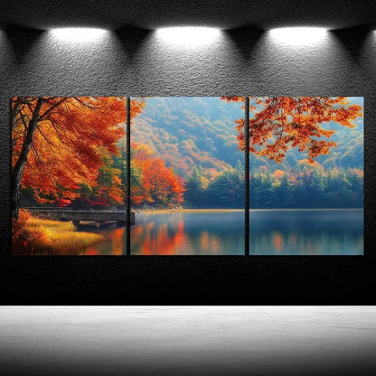 3pcs The Stone Bridge On The Lake Metal Print Ready to Hang Art - Bella Home Decor