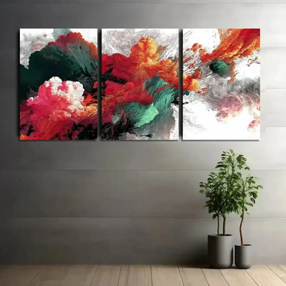 3pcs Vibrant Abstract Floating Islands Metal Print Ready to Hang Art - Bella Home Decor