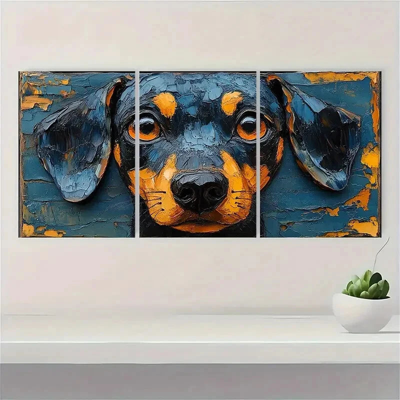 3pcs Dachshund Fun Animal Dog Pet Love Metal Print Ready to Hang Art - Bella Home Decor