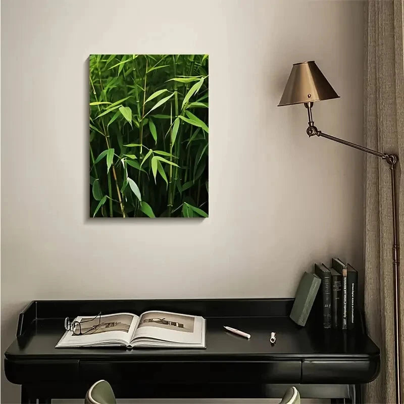 Emerald Green Bamboo Grass Meadow 40x60cm Metal Print Ready to Hang