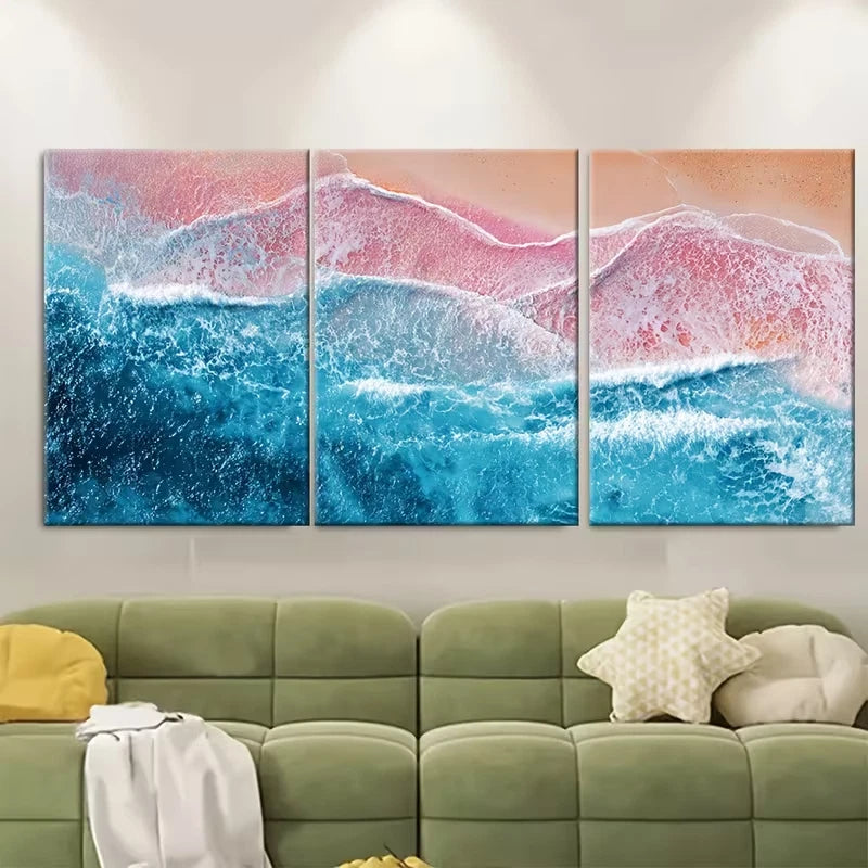3pcs Coastal Sun Surf Sea Salt Sand Metal Print Ready to Hang Art - Bella Home Decor