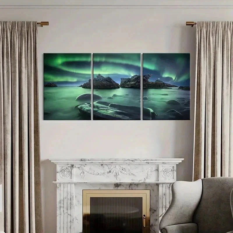 3pcs Aurora Nordic Decoration Painting Wall Art Set Canvas Framed 50x70cm - High Quality Print 100% Australian Made Wall Canvas Ready to Hang - Bella Home Decor