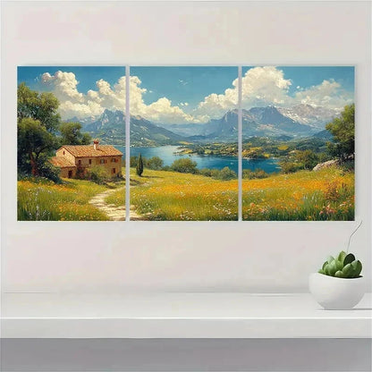 3pcs Extra Hillside Nature Scene Perfect Wall Art Set Canvas Framed 60x90cm - High Quality Print 100% Australian Made Wall Canvas Ready to Hang - Bella Home Decor