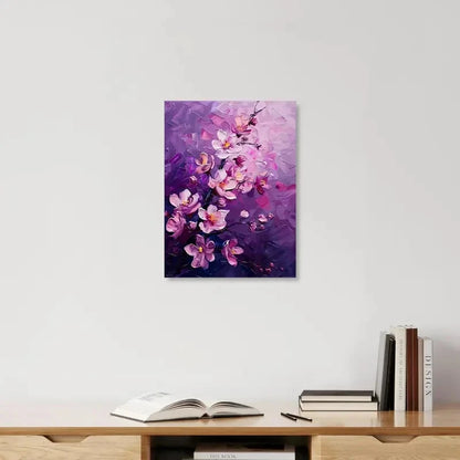 Beautiful Abstract Pink Cherry Blossoms Painting 40x60cm Metal Print Ready to Hang