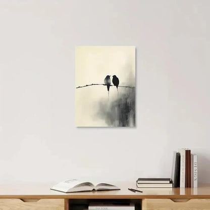 Beautiful Birds Abstract Chinese Ink Painting 60x90cm Metal Print Ready to Hang