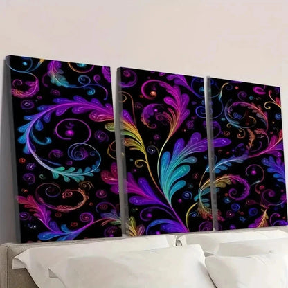3pcs Vibrant Abstract Swirl Patterns Wall Art Set Canvas Framed 40x60cm - High Quality Print 100% Australian Made Wall Canvas Ready to Hang
