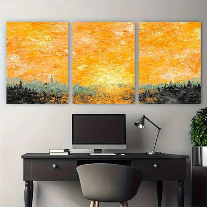 3pcs Abstract Sunrise Landscape Sun Perfect Wall Art Set Canvas Framed 40x60cm - High Quality Print 100% Australian Made Wall Canvas Ready to Hang - Bella Home Decor