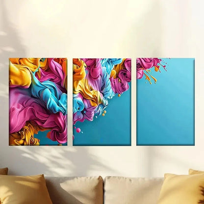 3pcs Interesting Colorful Abstract Paint Wall Art Set Canvas Framed 50x70cm - High Quality Print 100% Australian Made Wall Canvas Ready to Hang