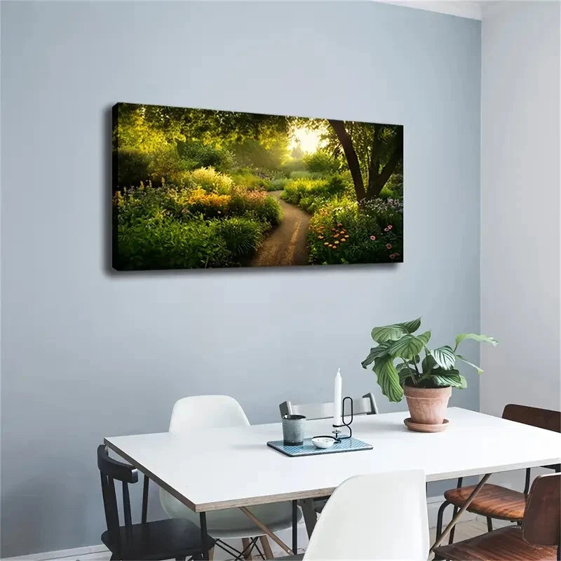 Tranquil Nature Scene Flowers Wall Art Canvas Office Home Room Framed 120x60cm - Bella Home Decor