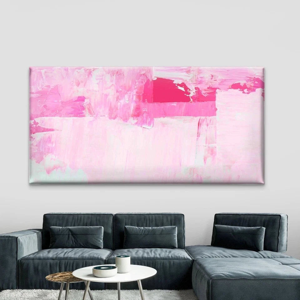 Pink Painting Elements Wall Art Canvas Office Home Room Framed 120x60cm