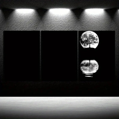 3pcs Reflection of Trees Moonlight Metal Print Ready to Hang Art - Bella Home Decor