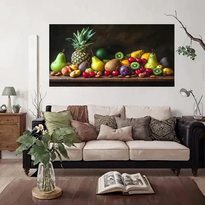 Tropical Fruit Platter Wall Art Canvas Office Home Room Framed 120x60cm
