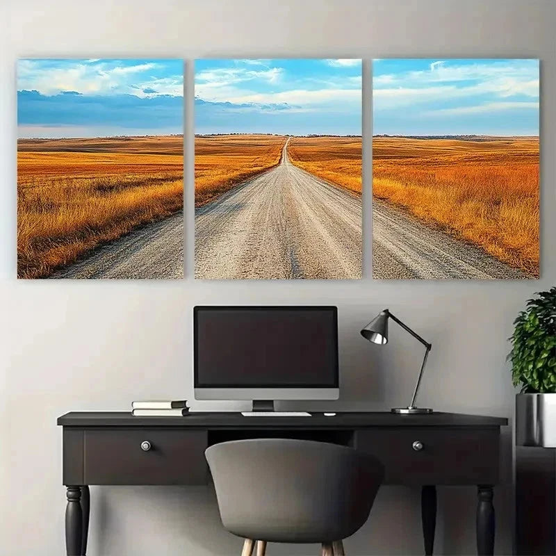 3pcs Nebraska Landscape Midwestern Perfect Wall Art Set Canvas Framed 50x70cm - High Quality Print 100% Australian Made Wall Canvas Ready to Hang