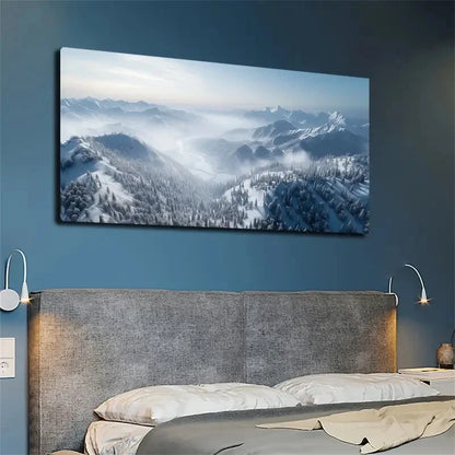Mountains And Snow Capped Wall Art canvas office home room framed 120x60cm - Bella Home Decor