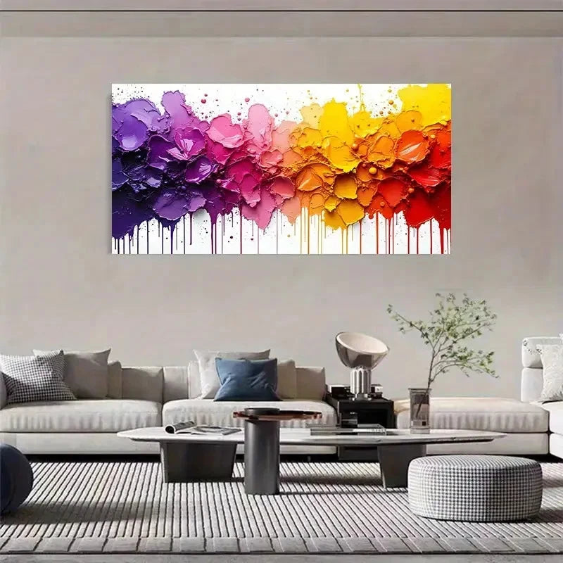Vibrant Purple To Yellow Petals Wall Art Canvas Office Home Room Framed 120x60cm