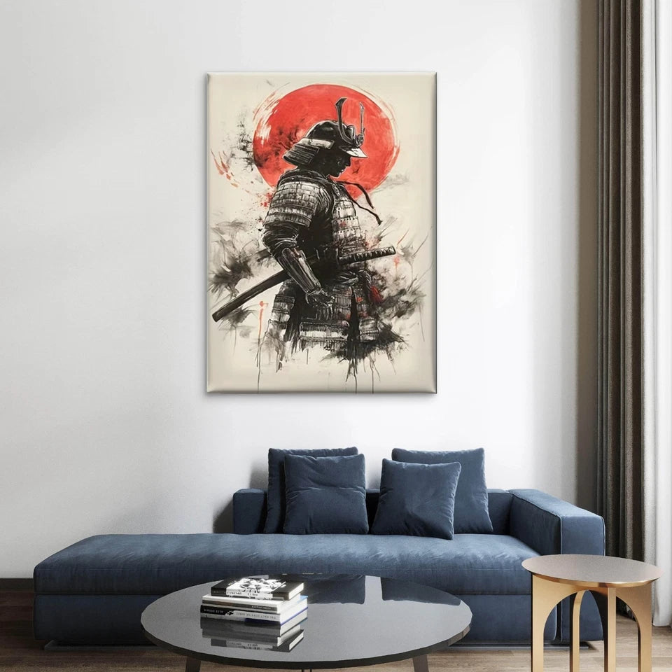 Samurai Under the Red Sun 40x60cm Metal Print Ready to Hang