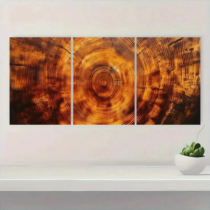 3pcs Wood Tree Ring  Grain Design FG Wall Art Set Canvas Framed 40x60cm - High Quality Print 100% Australian Made Wall Canvas Ready to Hang