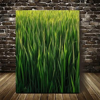 Beautiful Green Dogtail Grassland Suitable Painting 40x60cm Metal Print Ready to Hang - Bella Home Decor
