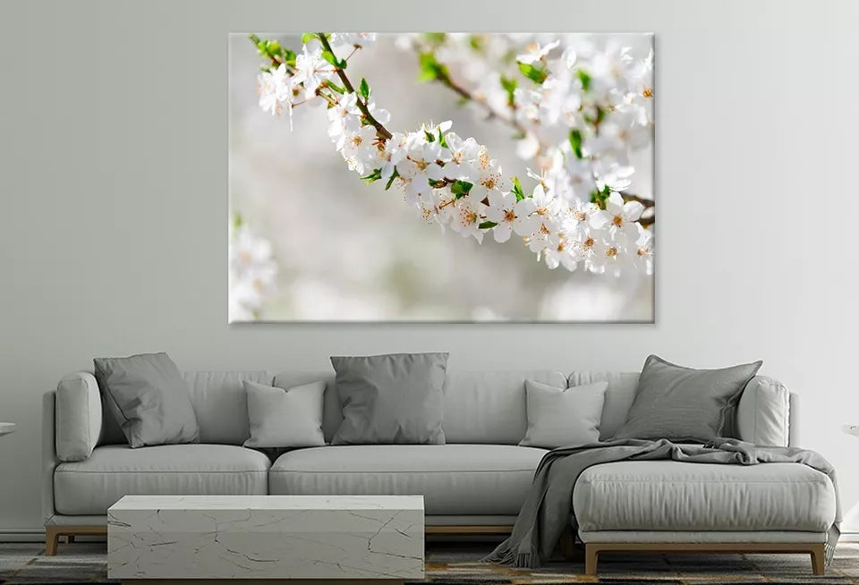 Elegant White Plum Blossom Wall Art Decor 100% Australian Made - Bella Home Decor