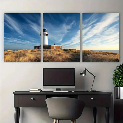 3pcs Texel Lighthouse Coastal Scenic Metal Print Ready to Hang Art - Bella Home Decor