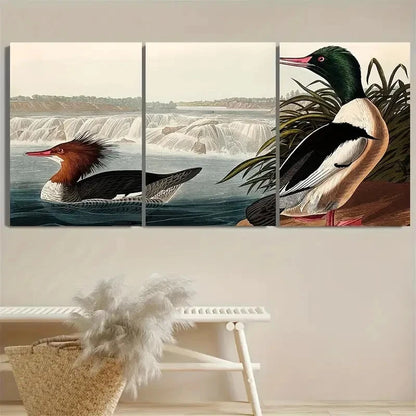 3pcs Goosander Wall Art Set Canvas Framed 60x90cm - High Quality Print 100% Australian Made Wall Canvas Ready to Hang - Bella Home Decor
