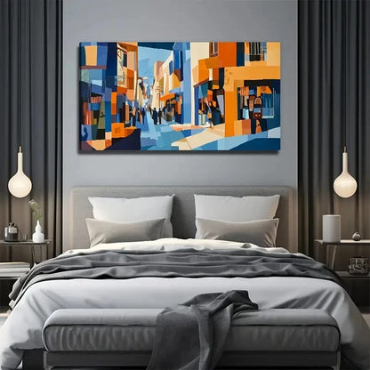 Cubism Street Modern Cost Wall Art Canvas Office Home Room Framed 120x60cm