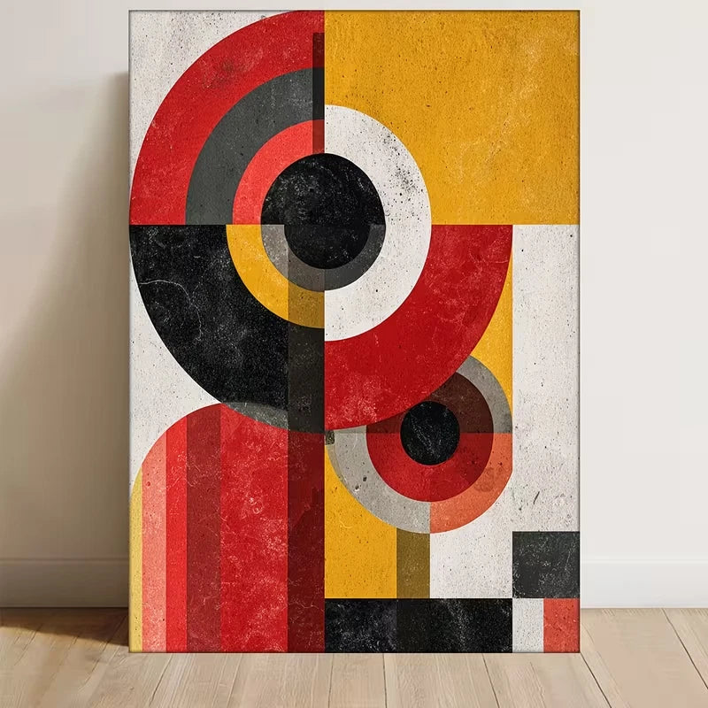 Manga Style Red & Yellow Bauhaus Eye 60x90cm Metal Print Ready to Hang