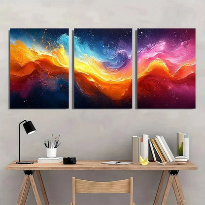 3pcs Vibrant Abstract Colorful Burst Textured Wall Art Set Canvas Framed 40x60cm - High Quality Print 100% Australian Made Wall Canvas Ready to Hang