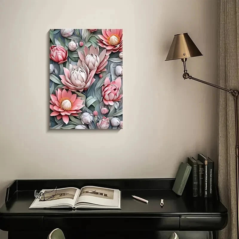 Beautiful Micklyn Heart Blossoms Painting  40x60cm Metal Print Ready to Hang - Bella Home Decor