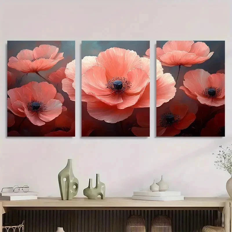 3pcs Pink Flower Nature Beauty Perfect Wall Art Set Canvas Framed 60x90cm - High Quality Print 100% Australian Made Wall Canvas Ready to Hang - Bella Home Decor