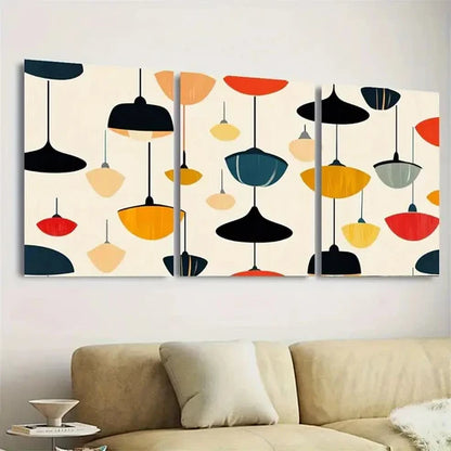 3pcs Abstract Hanging Lamp Wall Art Set Canvas Unframed - High Quality Print 100% Australian Made Wall Canvas - Bella Home Decor
