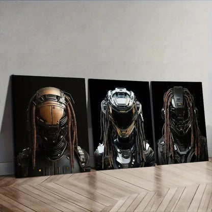 3pcs Robots with dreadlocks Wall Art Set Canvas Framed 50x70cm - High Quality Print 100% Australian Made Wall Canvas Ready to Hang - Bella Home Decor