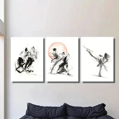 3pcs Martial Arts And Judo Competitions Wall Art Set Canvas Unframed - High Quality Print 100% Australian Made Wall Canvas