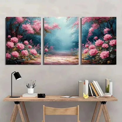 3pcs Pink Peony & Lilac Floral Garden Wall Art Canvas Unframed - High Quality Print 100% Australian Made Wall Canvas