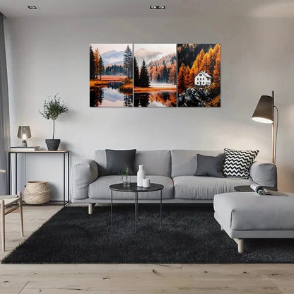 3pcs Autumn Serenity Nature Scenery Metal Print Ready to Hang Art - Bella Home Decor