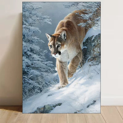 Mountain Lion Cougar Winter Wilderness Metal Print Ready to Hang