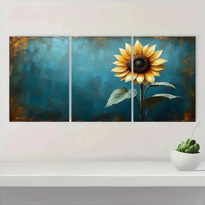 3pcs White Sunflower Measuring  Wall Art Set Canvas Unframed - High Quality Print 100% Australian Made Wall Canvas - Bella Home Decor
