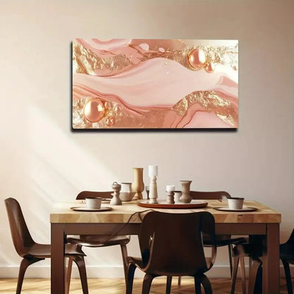 Pink Fluid Water Design Wall Art Canvas Office Home Room Framed 120x60cm