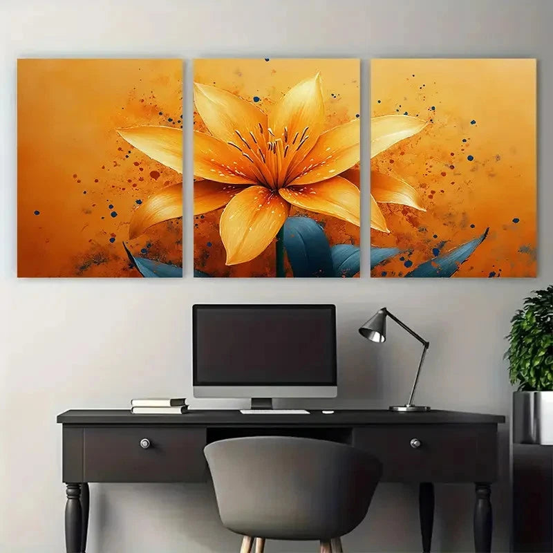 3pcs Abstract Yellow Orange Water Perfect Wall Art Set Canvas Framed 60x90cm - High Quality Print 100% Australian Made Wall Canvas Ready to Hang - Bella Home Decor