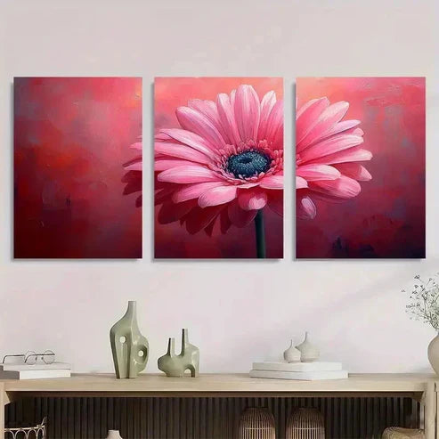 3pcs Pink Daisy Vibrant Floral Wall Art Canvas Unframed - High Quality Print 100% Australian Made Wall Canvas