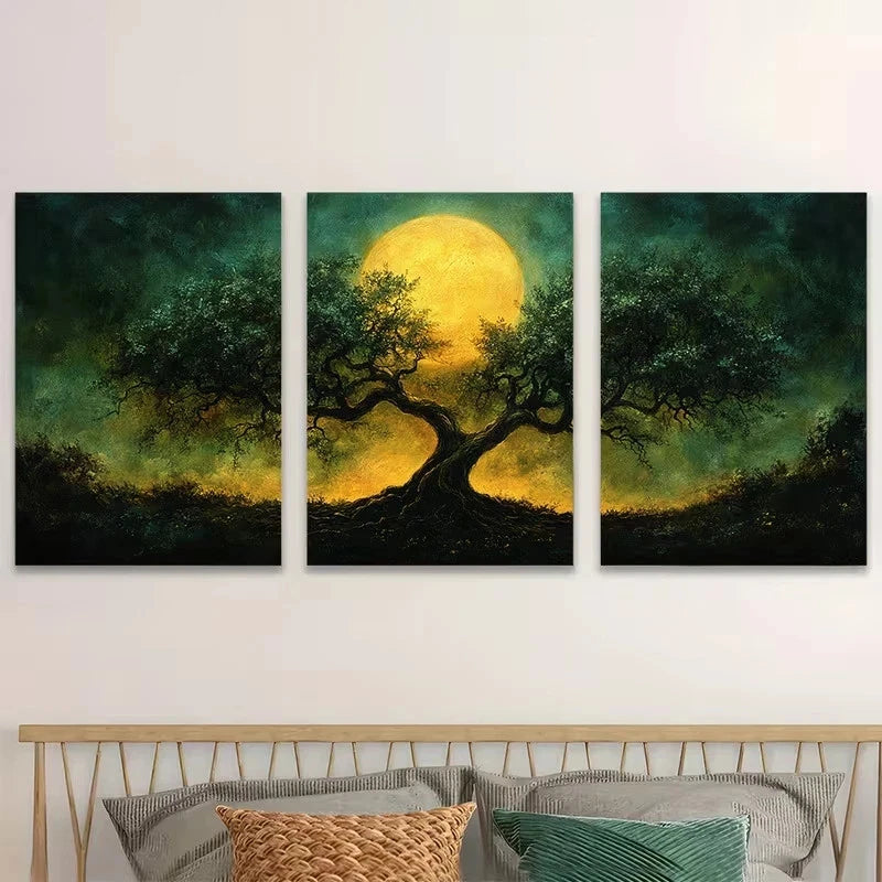 3pcs Celtic Tree of Life Wall Art Set Canvas Framed 40x60cm - High Quality Print 100% Australian Made Wall Canvas Ready to Hang - Bella Home Decor