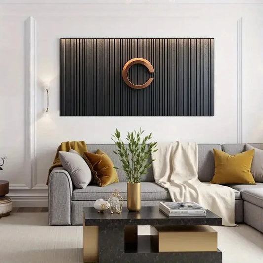 Modern Minimalist Copper Wall Art Canvas Office Home Room Framed 120x60cm