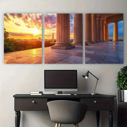 3pcs Washington Travel Capital City Perfect Wall Art Set Canvas Framed 50x70cm - High Quality Print 100% Australian Made Wall Canvas Ready to Hang
