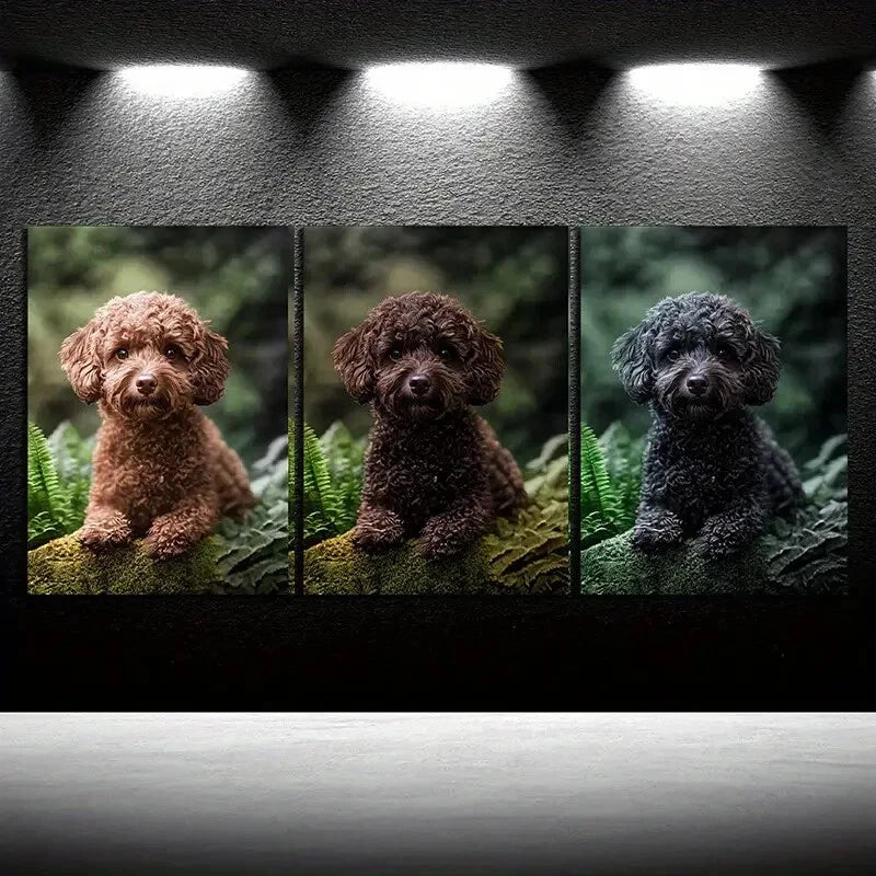 3pcs Dogs in the Forest Pet Themed Metal Print Ready to Hang Art - Bella Home Decor