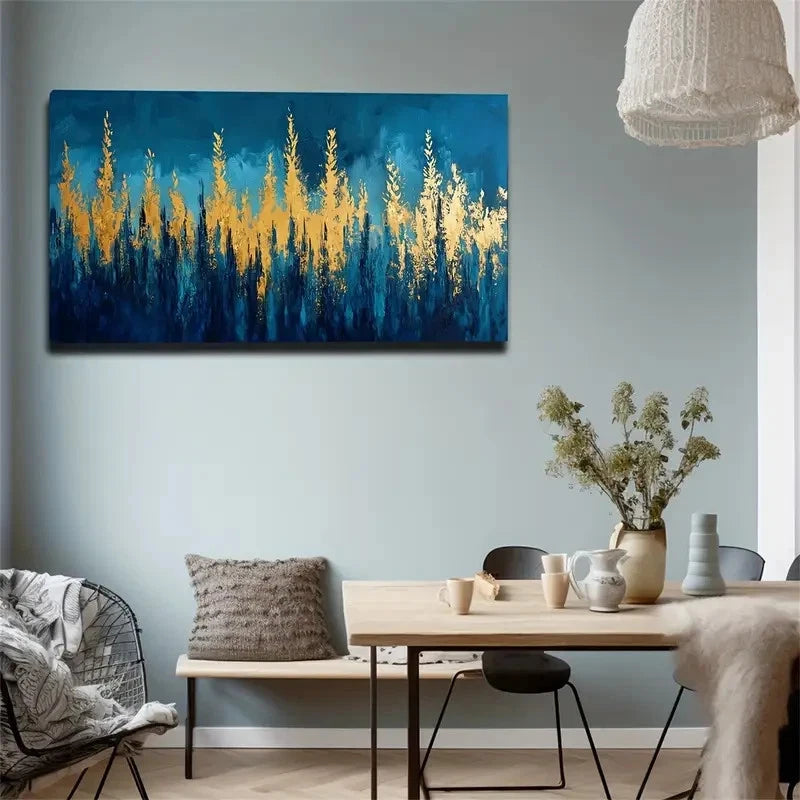 Golden Plant Abstract Wall Art Canvas Office Home Room Framed 120x60cm