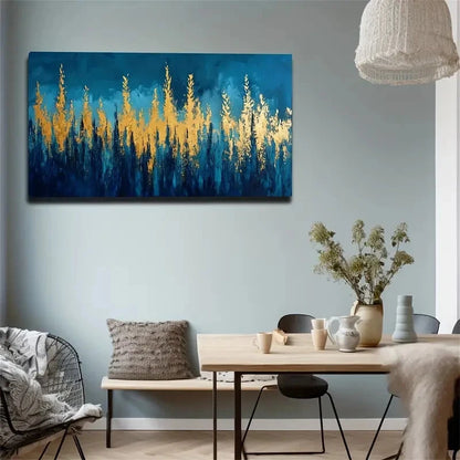 Golden Plant Abstract Wall Art Canvas Office Home Room Framed 120x60cm