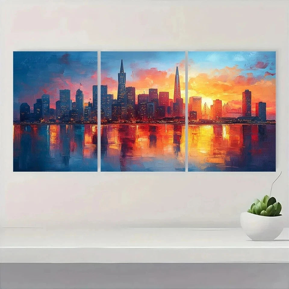 3pcs San Francisco City Skyline Metal Print Ready to Hang Art - Bella Home Decor