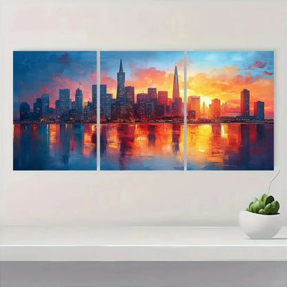 3pcs San Francisco City Skyline Metal Print Ready to Hang Art - Bella Home Decor