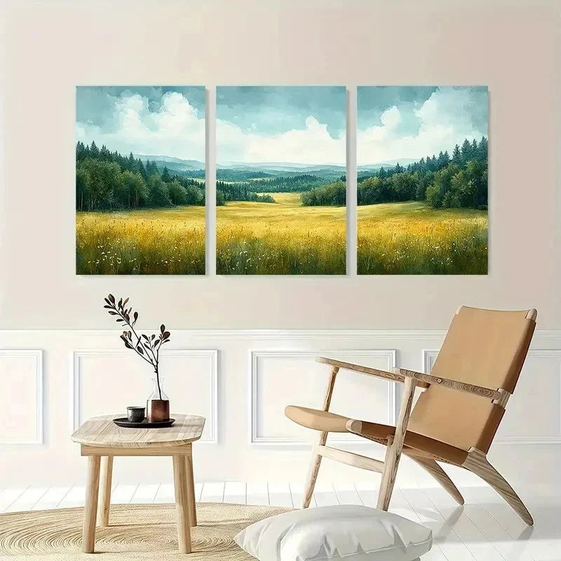 3pcs Rustic Countryside Landscape Perfect Wall Art Set Canvas Framed 50x70cm - High Quality Print 100% Australian Made Wall Canvas Ready to Hang